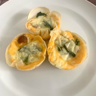 【餃子の皮で】ウインナーほうれん草キッシュ